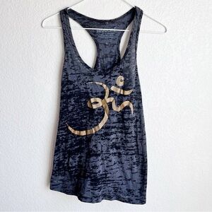 Namaste Black Gold Racerback Tank Top with Om Symbol, Small